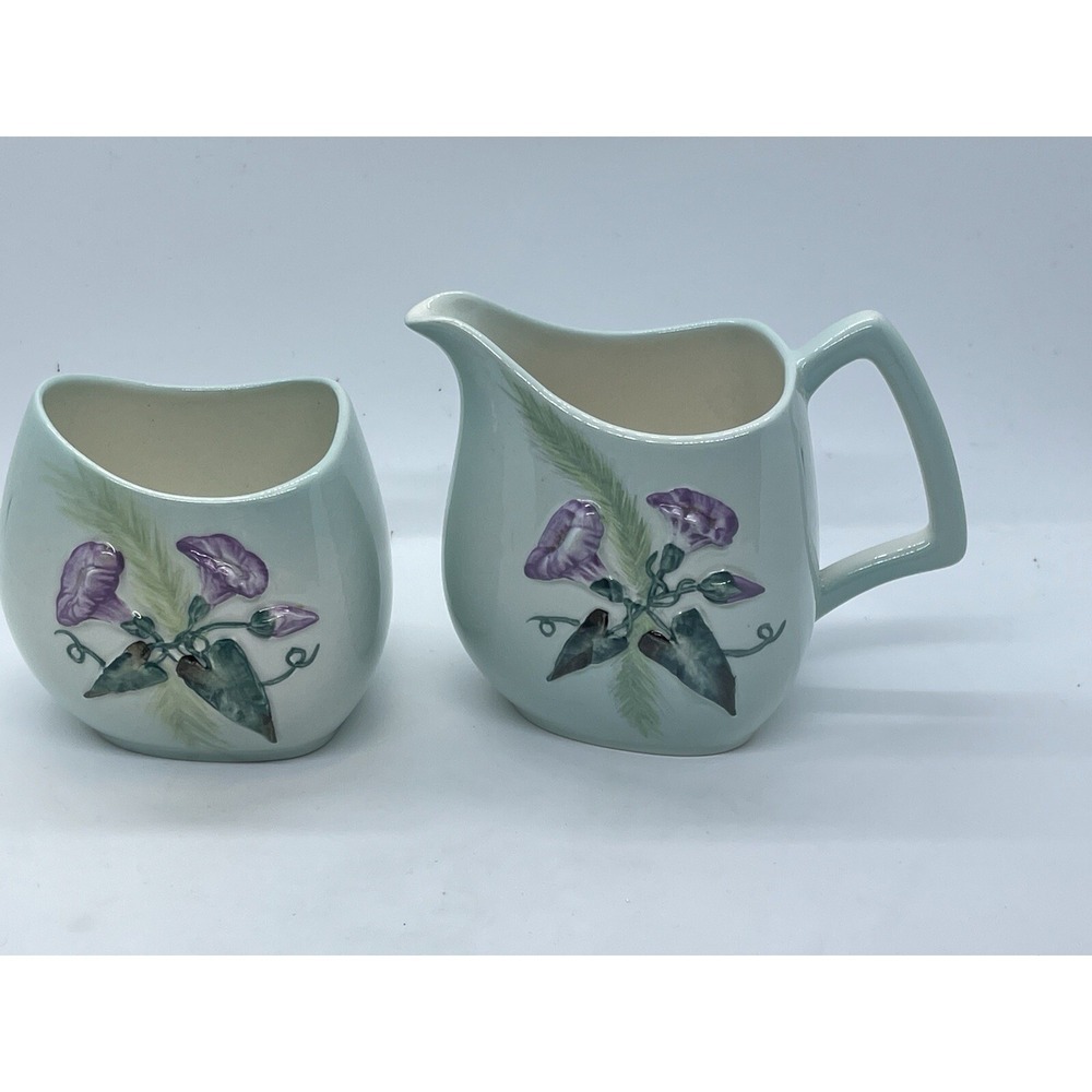 RaRe Carlton Ware Hand Painted & Raised Morning Glory Cream & Sugar Set England